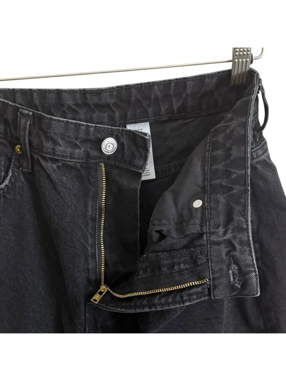 H&M High Rise Loose Baggy Bermuda Jorts Jean Shorts 90s Black Womens 6